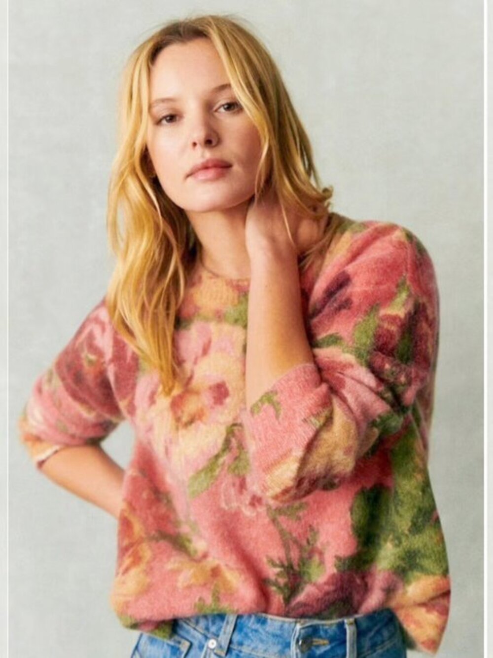 EUC Sezane Dioni Mohair Wool Floral Sweater Almeria Print XL